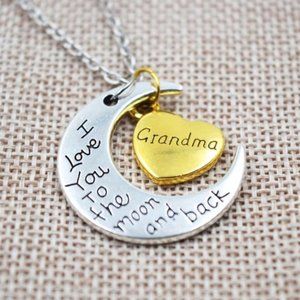 I love you to the moon Grandma Gold & Silver Charm Necklace